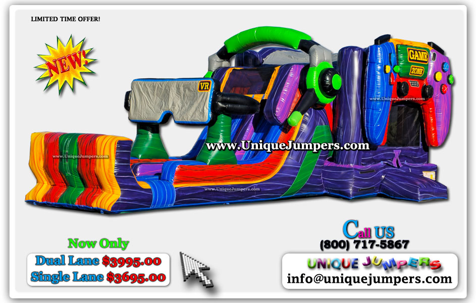 Inflatable GAME ZONE Wet and Dry Bounce House Combo ON SALE By Unique jumpers